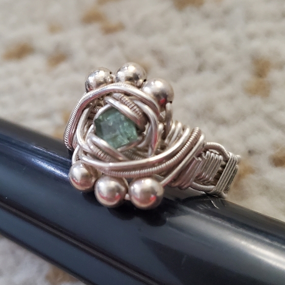 STERLING SILVER Wire Wrapped Aquamarine 10 - Picture 8 of 10
